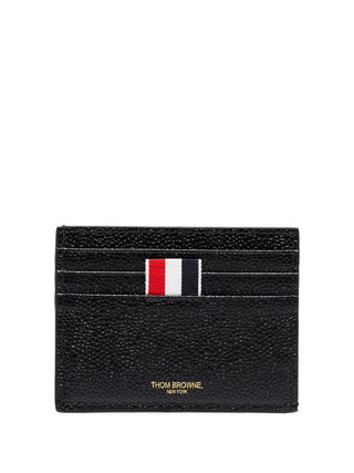 Thom Browne Single Card Holder W/Note Compartment In Pebble Grain Leather - SHEET-1 - LISBON STORE