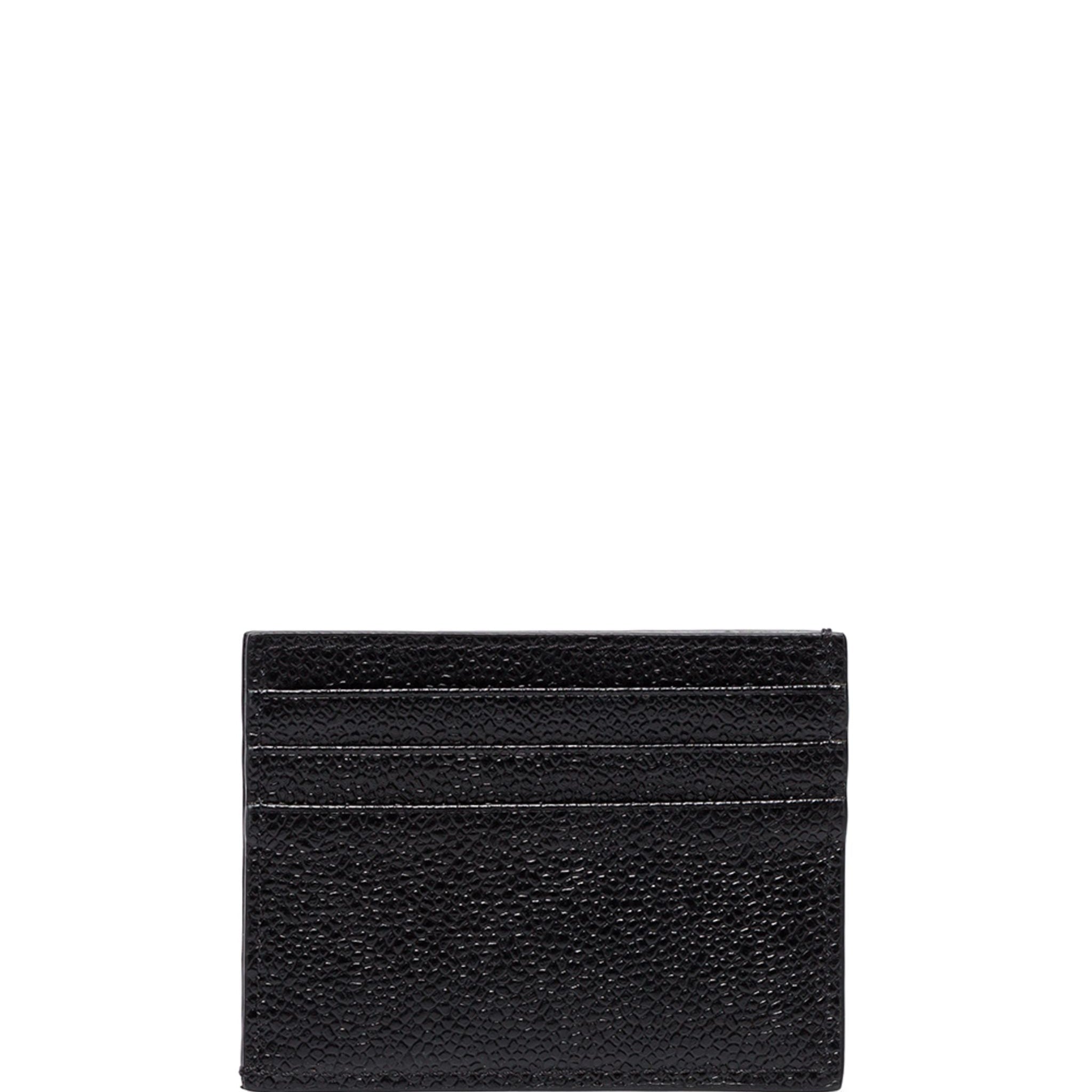 SINGLE CARD HOLDER W/ NOTE COMPARTMENT IN PEBBLE GRAIN LEATHER