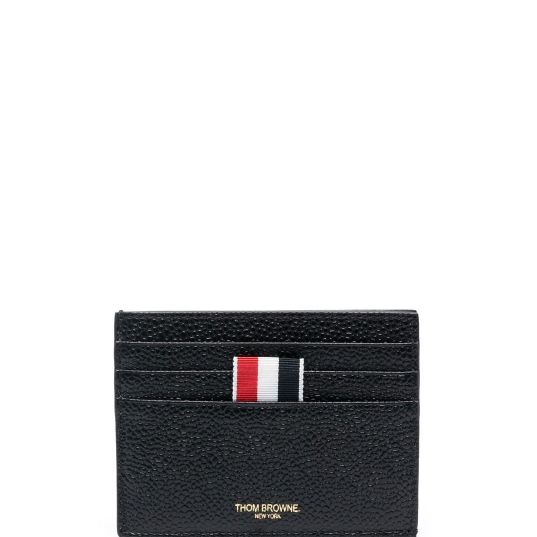 Thom Browne Single Card Holder W/Note Compartment In Pebble Grain Leather - SHEET-1 - LISBON STORE