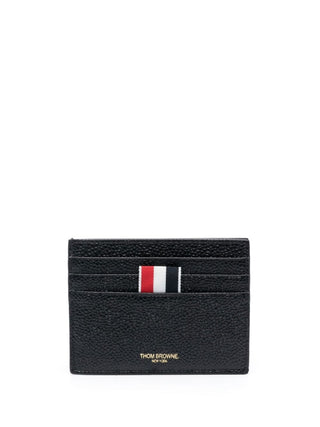 Thom Browne Single Card Holder W/Note Compartment In Pebble Grain Leather - SHEET-1 - LISBON STORE