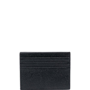 SINGLE CARD HOLDER W/ NOTE COMPARTMENT IN PEBBLE GRAIN LEATHER