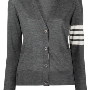 Thom Browne Wool 4-Bar Relaxed V-Neck Cardigan - SHEET-1 - LISBON STORE