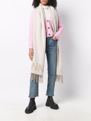 Ganni Fringed Knitted Scarf | Shop in Lisbon & Online at SHEET-1.com