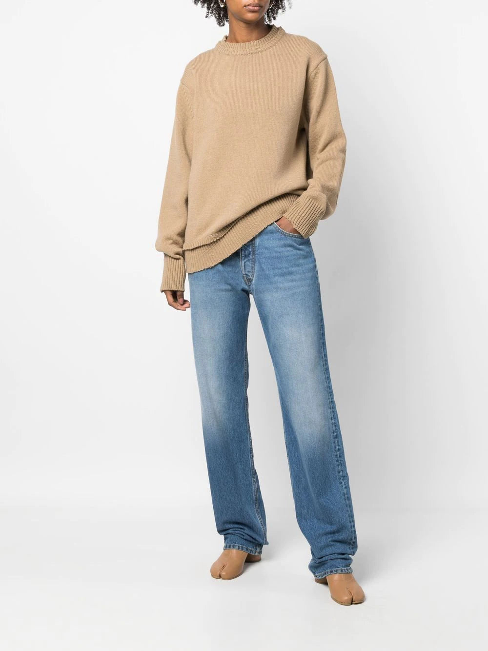 four-stitch straight-leg jeans