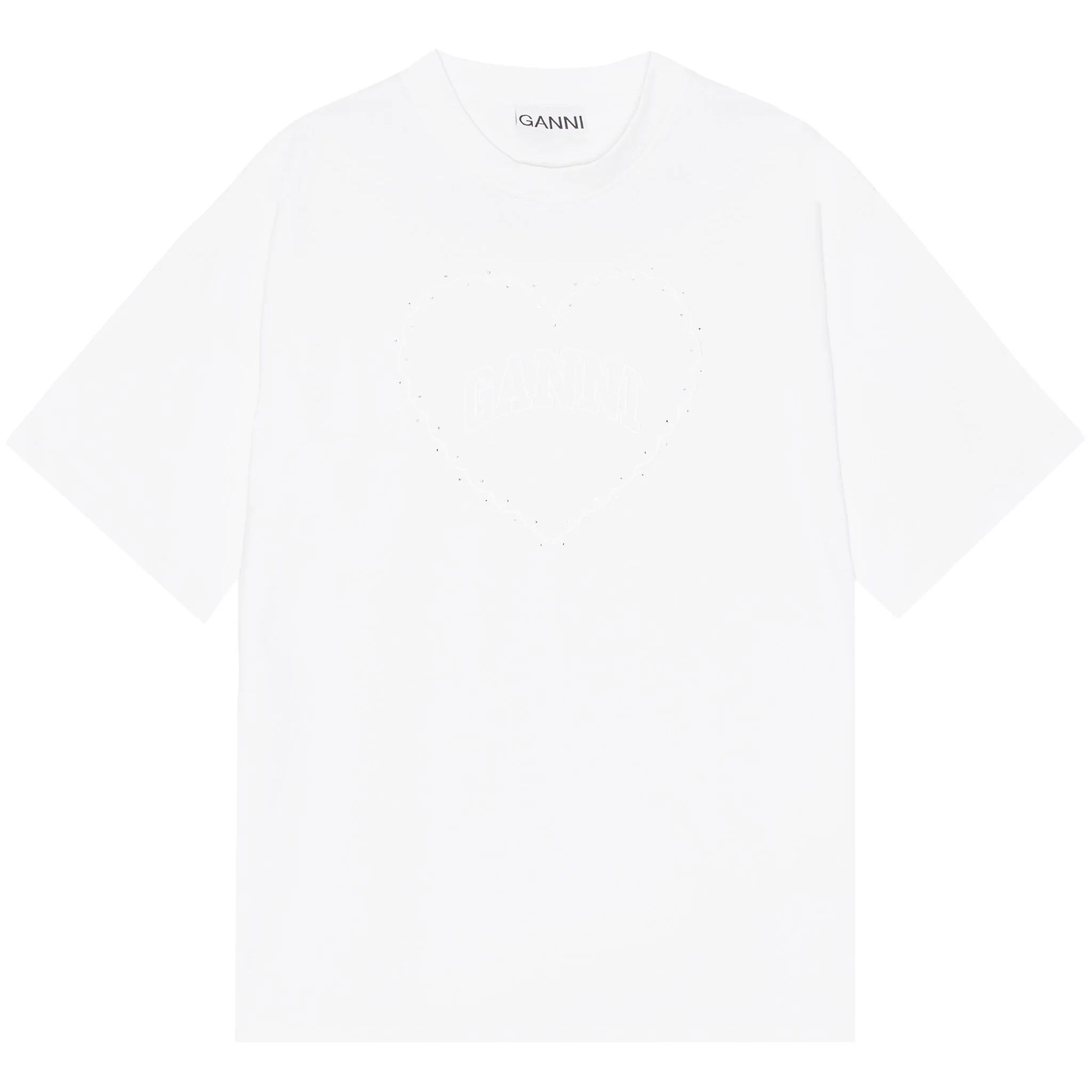 Ganni Cotton Round Neck T-Shirt - SHEET-1 - LISBON STORE