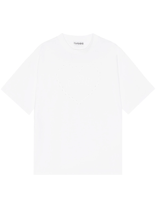 Ganni Cotton Round Neck T-Shirt - SHEET-1 - LISBON STORE