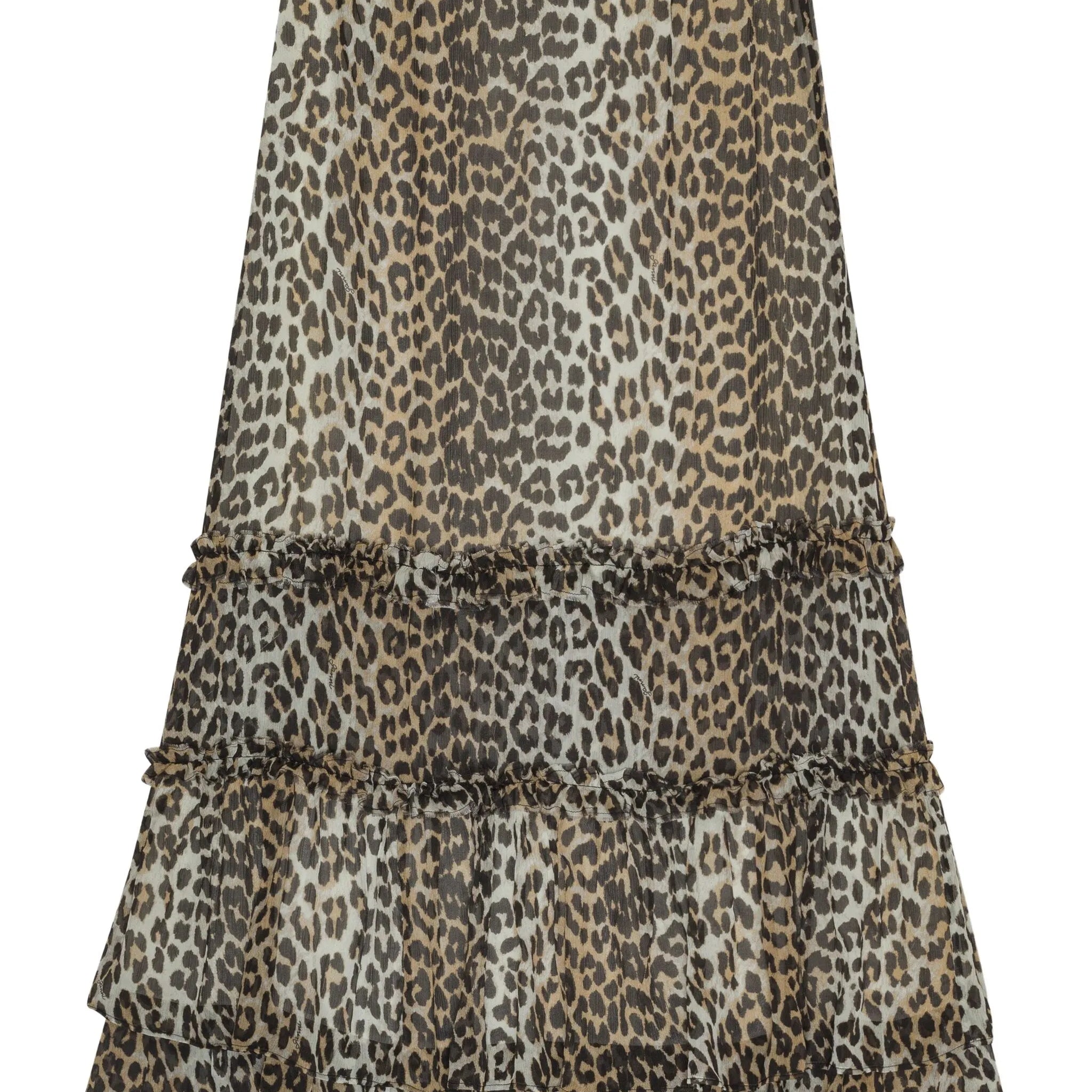 Printed Viscose Chiffon Long Ruffle Skirt