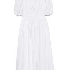 Puff Sleeve Midi Dress White