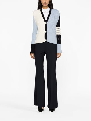 Thom Browne Funmix Pointelle Rib Stitch Boxy V Neck Cardigan - SHEET-1 - LISBON STORE