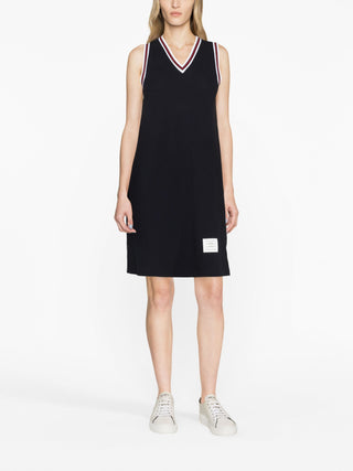 Thom Browne Classic Pique Stripe V-Necj Tennis Dress - SHEET-1 - LISBON STORE