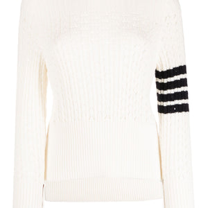 Thom Browne Pointelle Rib Stitch Boxy Crew Neck Pullover - SHEET-1 - LISBON STORE