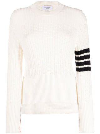 Thom Browne Pointelle Rib Stitch Boxy Crew Neck Pullover - SHEET-1 - LISBON STORE