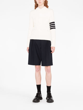 Thom Browne Pointelle Rib Stitch Boxy Crew Neck Pullover - SHEET-1 - LISBON STORE