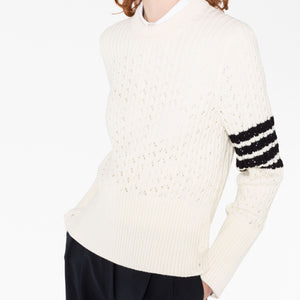 POINTELLE RIB STITCH BOXY CREW NECK PULLOVER