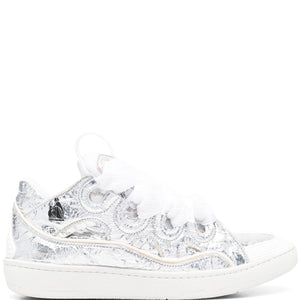Lanvin Crinkle Effect Curb Leather Sneakers | Shop in Lisbon & Online at SHEET-1.com