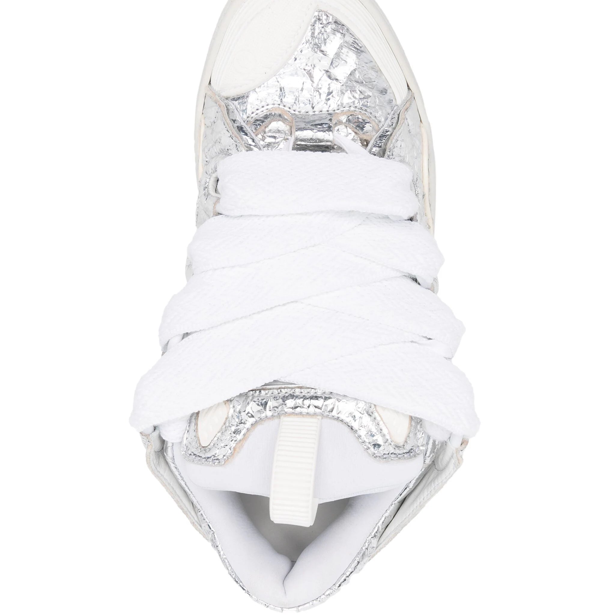 CRINKLE-EFFECT CURB LEATHER SNEAKERS