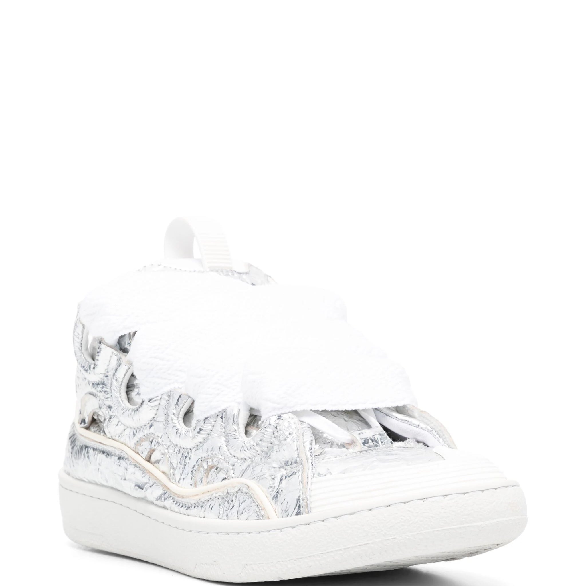 Lanvin Crinkle Effect Curb Leather Sneakers | Shop in Lisbon & Online at SHEET-1.com