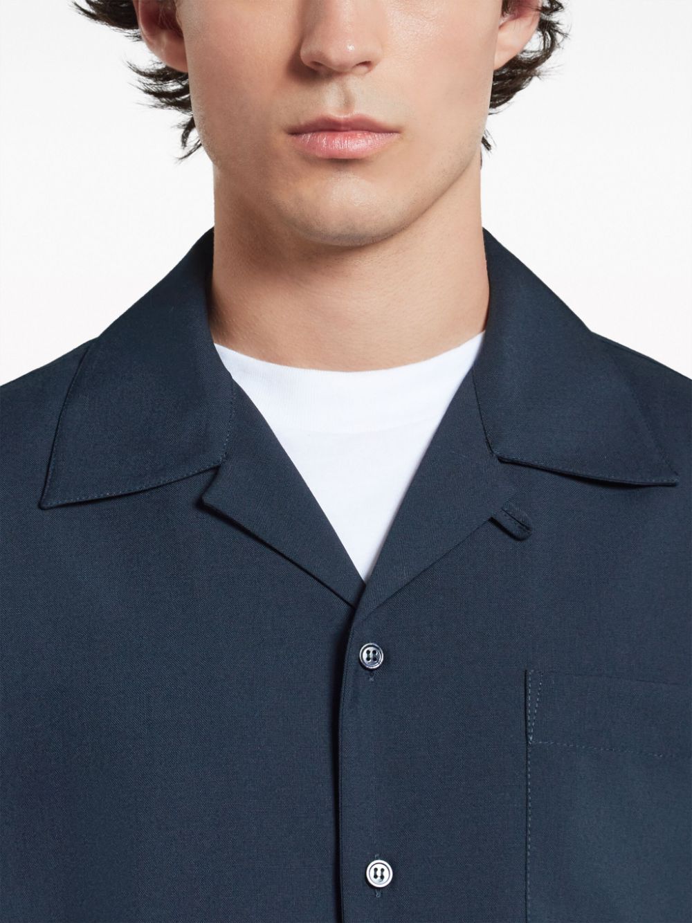 CAMP COLLAR VIRGIN WOOL SHIRT