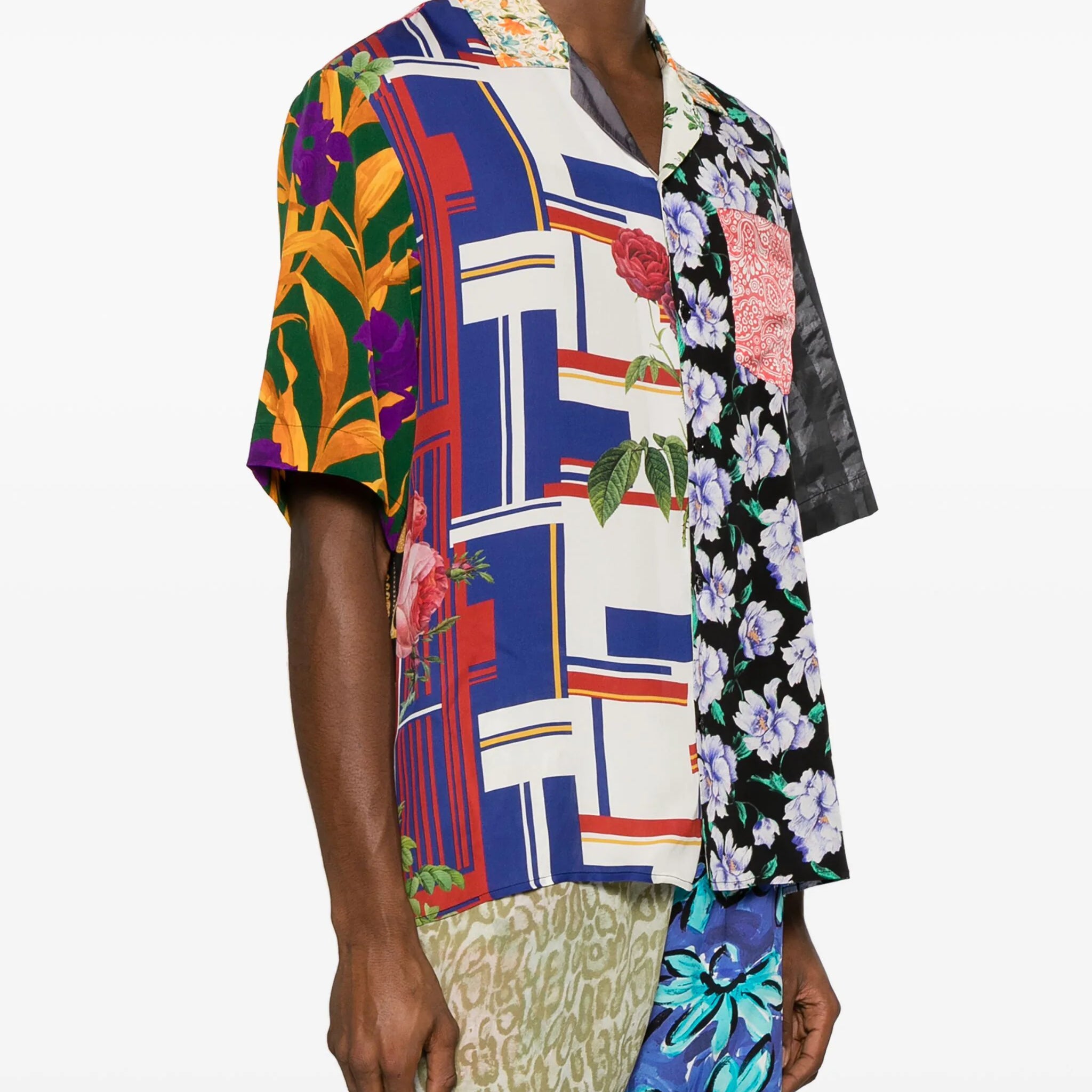 REGENERATED SILK SCARVES BOWLING SHIRT