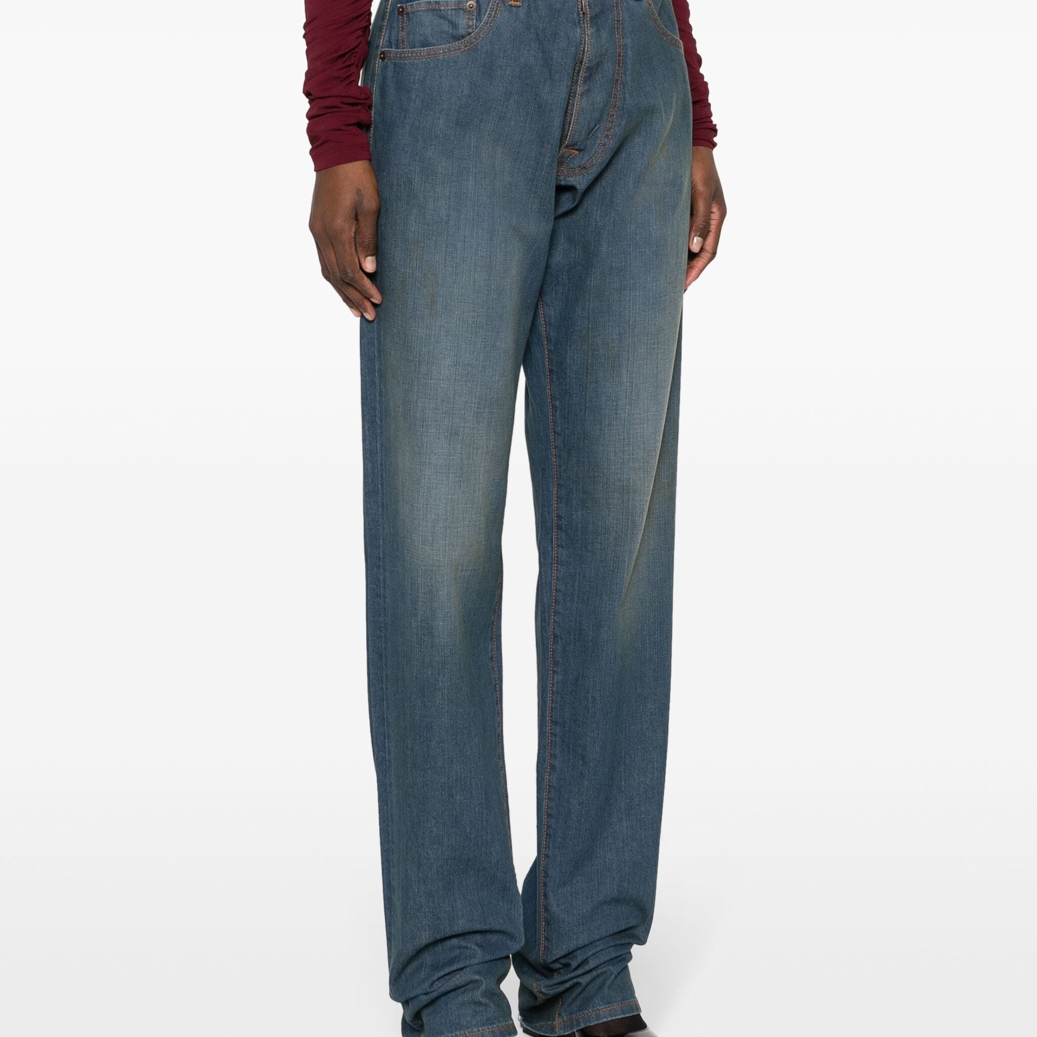 STRAIGHT LEG COTTON JEANS