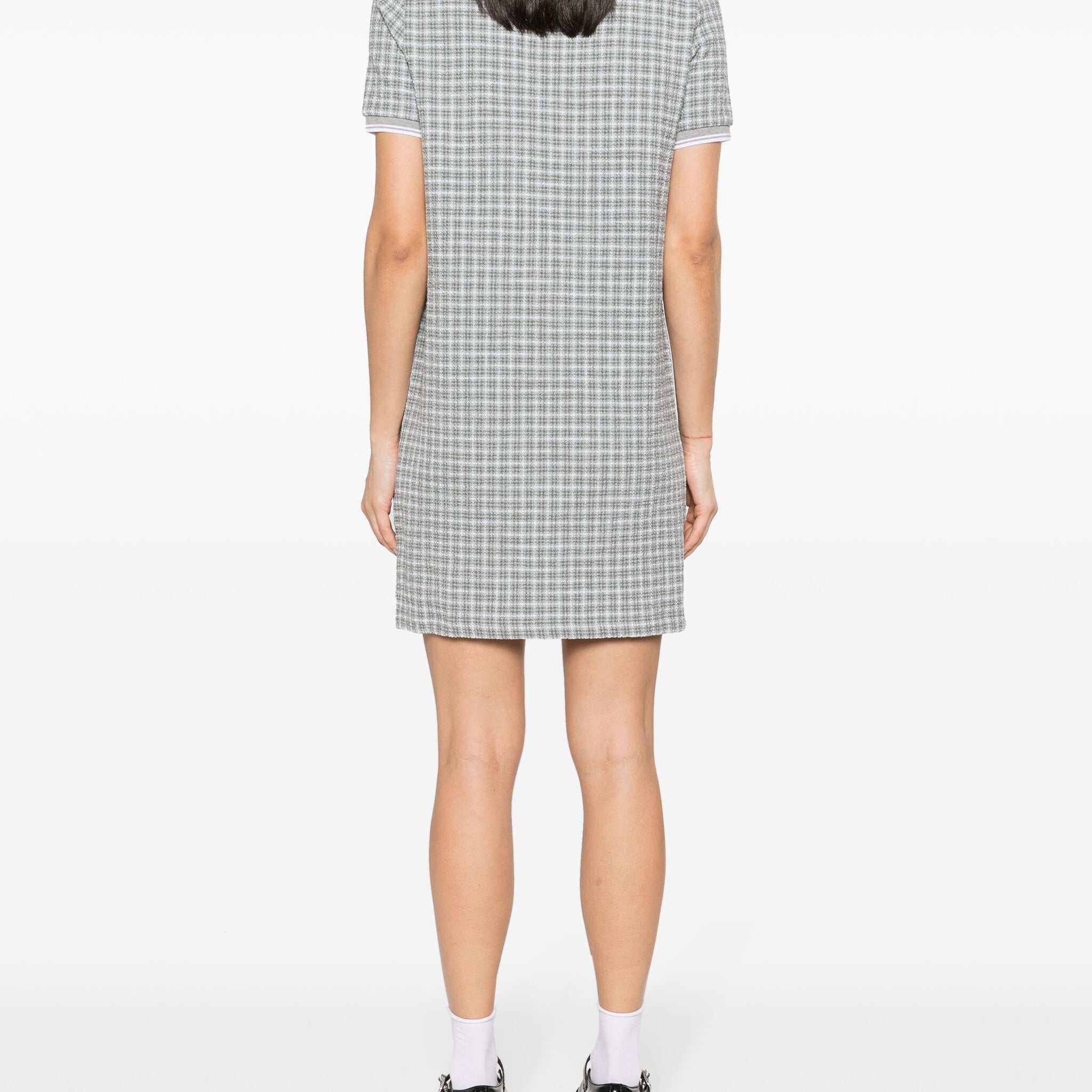 SHORT SLEEVE CREW NECK DRESS IN COTTON TWEED