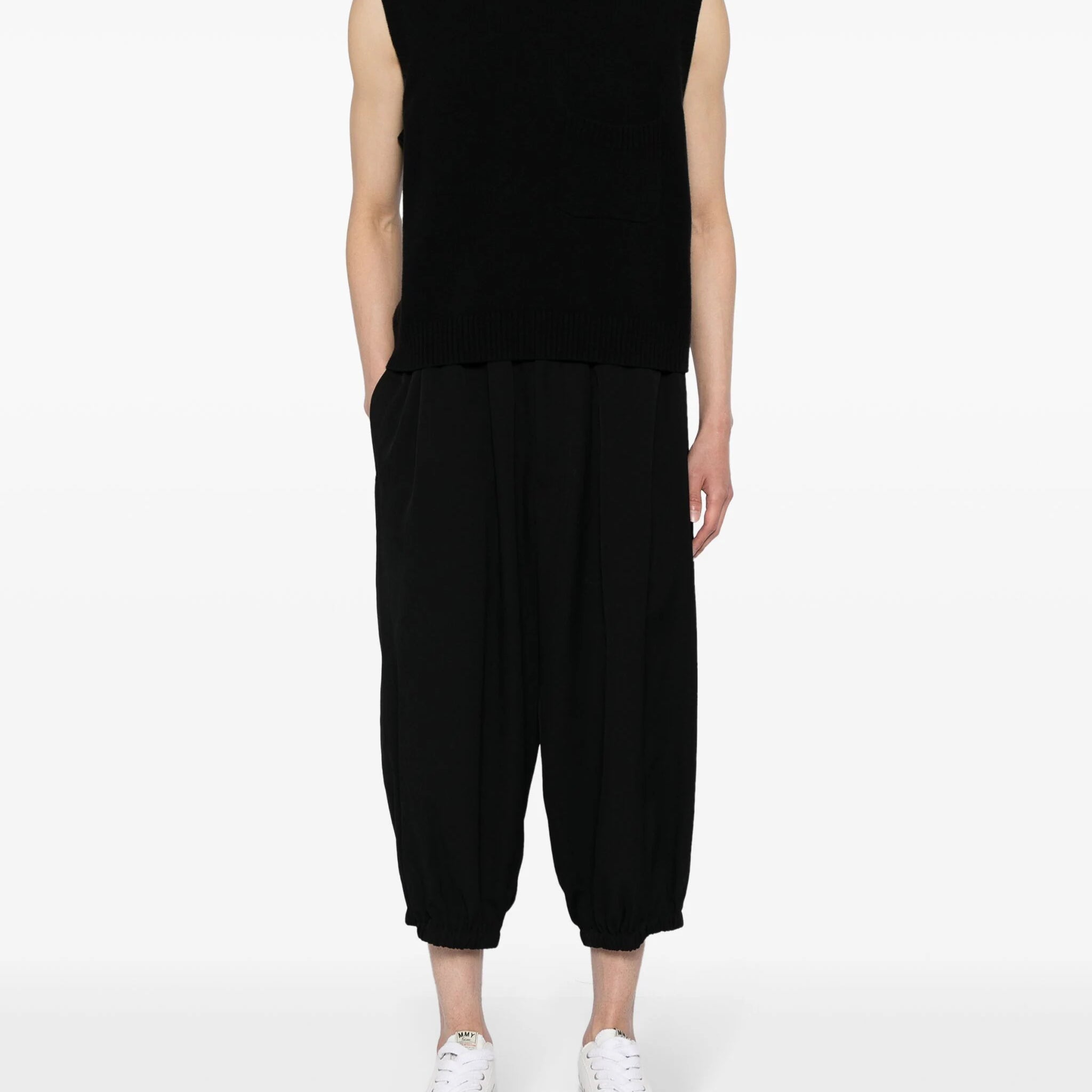 TAPERED WOOL CROPPED TROUSERS