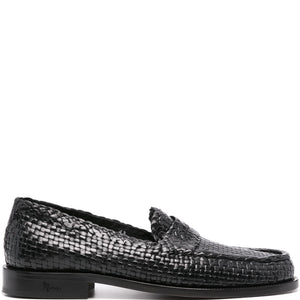 INTERWOVEN-DESIGN LEATHER LOAFERS