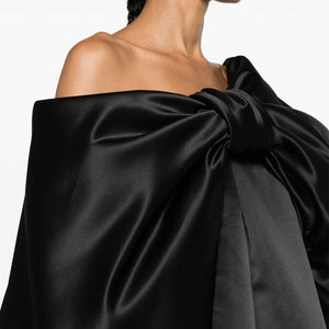 OFF SHOULDER GATHERED BOW DRESS