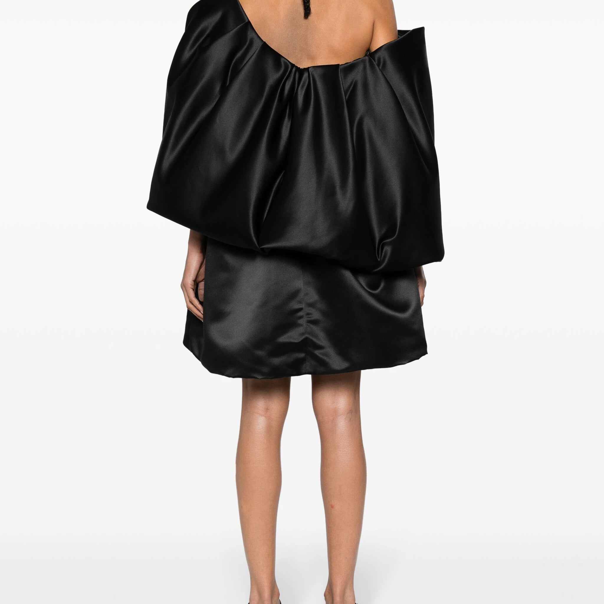 OFF SHOULDER GATHERED BOW DRESS