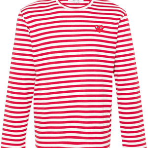 Comme Des Garçons Heart Patch Striped T-Shirt - SHEET-1 - LISBON STORE