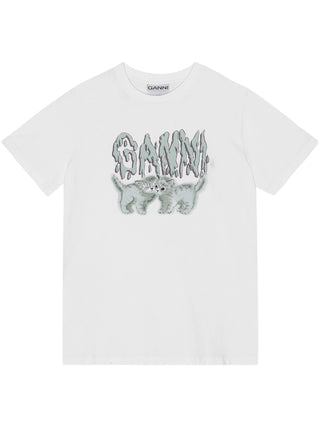 Ganni Logo Print Cotton T-Shirt | Shop in Lisbon & Online at SHEET-1.com