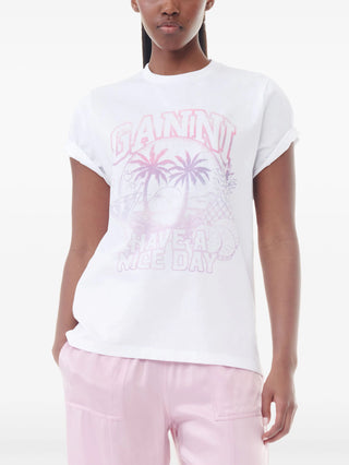 Ganni Logo Print Cotton T-Shirt | Shop in Lisbon & Online at SHEET-1.com