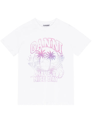 Ganni Logo Print Cotton T-Shirt | Shop in Lisbon & Online at SHEET-1.com