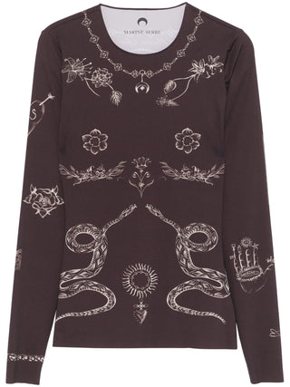 Marine Serre Tattoo Printed Jersey Second Skin Crewneck Top | Shop in Lisbon & Online at SHEET-1.com