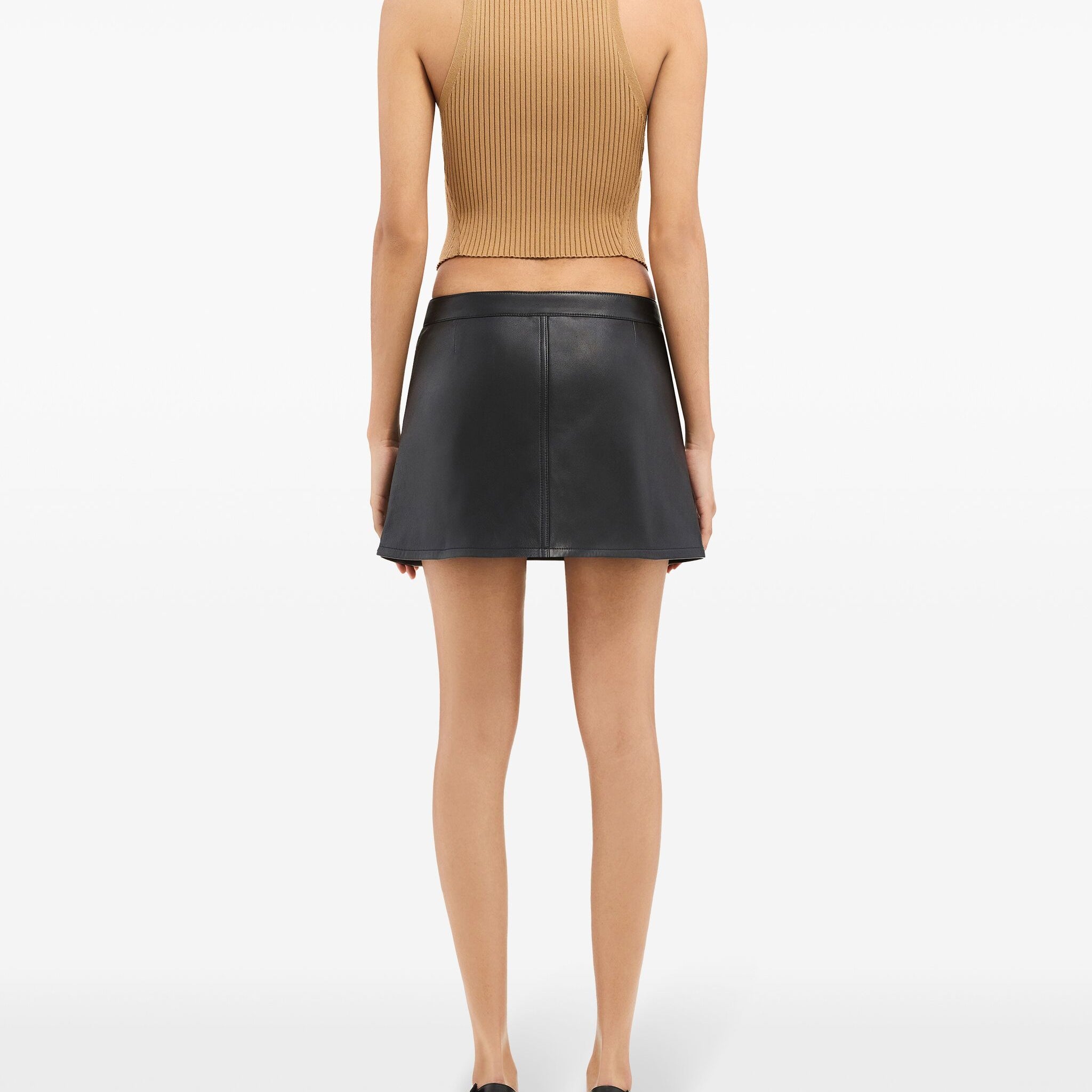 2-POCKET VINTAGE LEATHER MINI-SKIRT