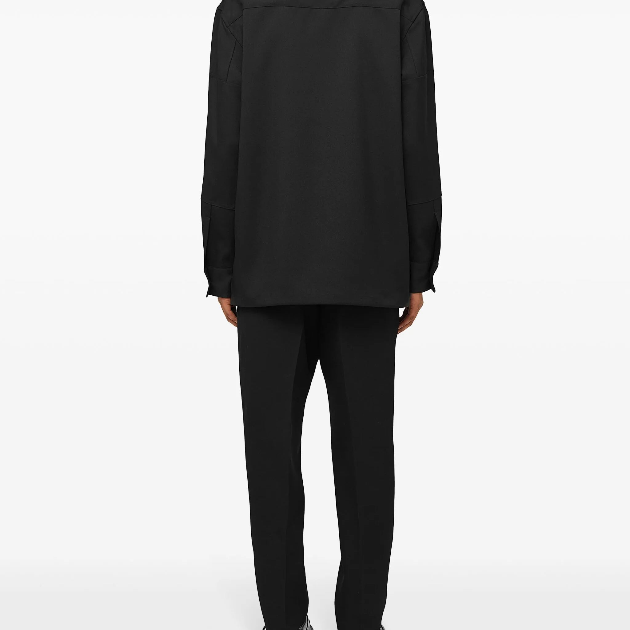 tapered-leg wool trousers