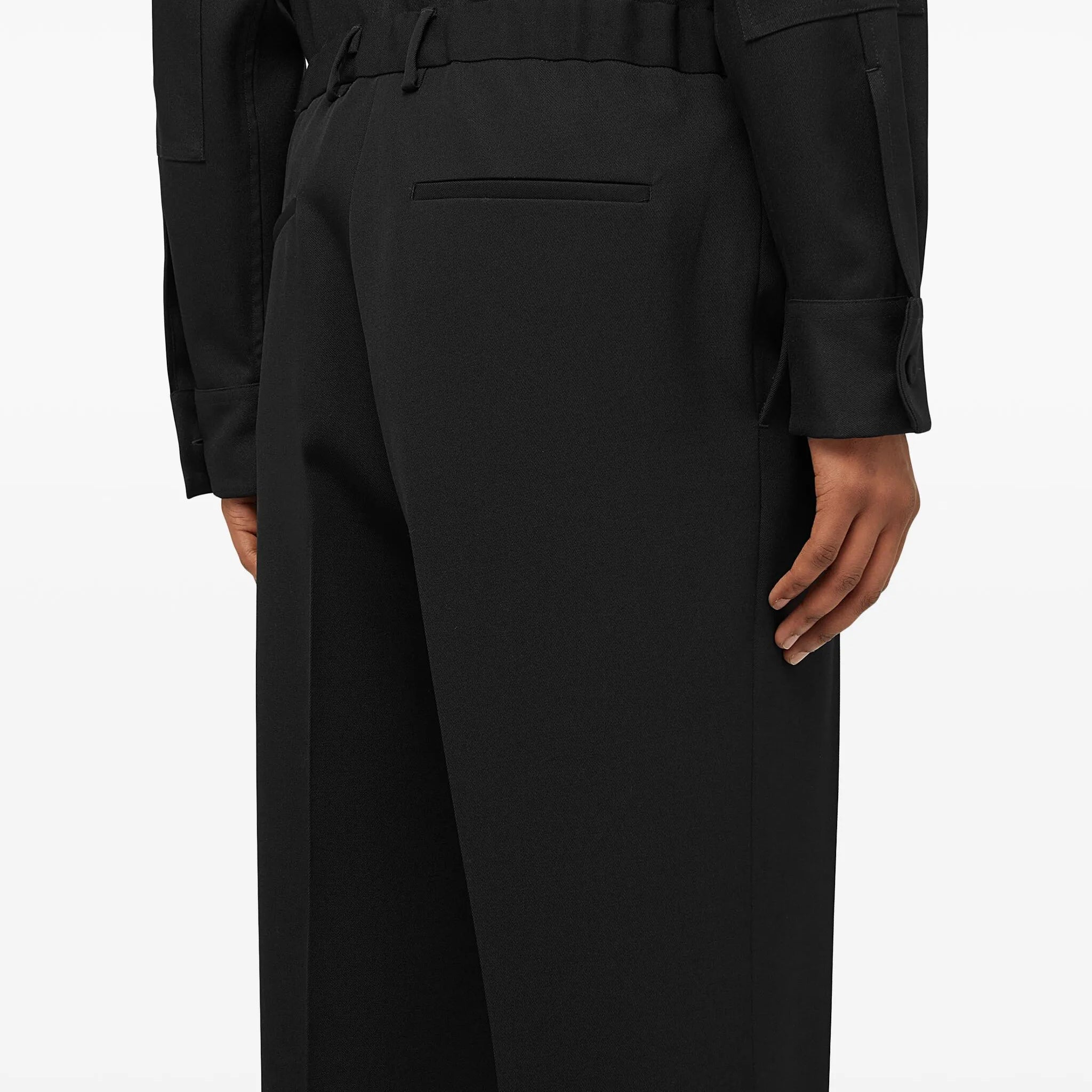 tapered-leg wool trousers