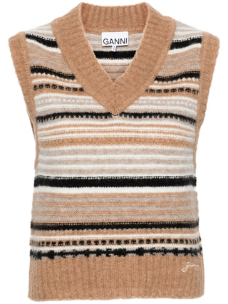 Ganni Striped Sleeveless Jumper | Shop in Lisbon & Online at SHEET-1.com