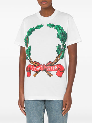 Moschino Laurel Crown Organic Jersey T-Shirt - SHEET-1 - LISBON STORE