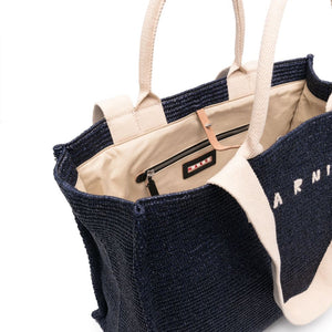 LOGO-EMBROIDERED RAFFIA TOTE BAG