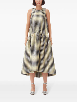 Ganni Gingham Check Jacquard Midi Dress | Shop in Lisbon & Online at SHEET-1.com