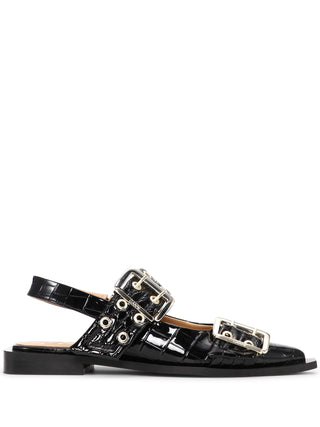 Ganni Feminine Buckle Ballerina Naplack Croco | Shop in Lisbon & Online at SHEET-1.com