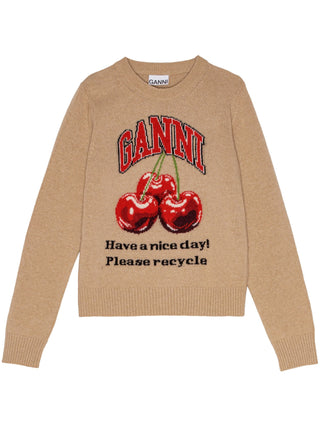 Ganni Intarsia Knit Cherries Jumper | Shop in Lisbon & Online at SHEET-1.com