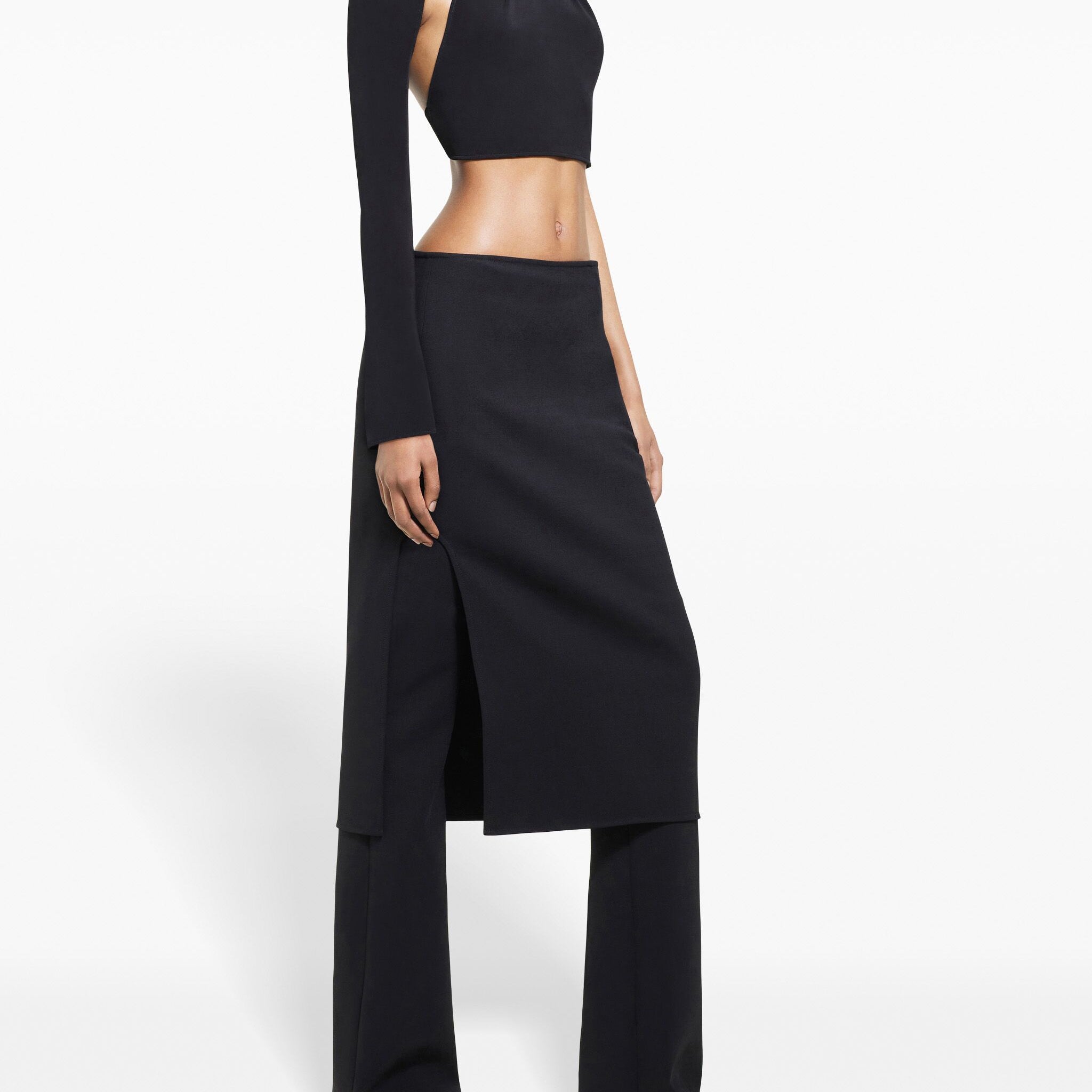 OBLIQUE TAILOR MIDI SKIRT