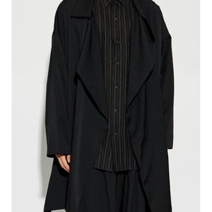 BLACK WOOL GABARDINE COAT