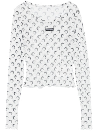 Marine Serre Moon Printed Mesh Second Skin Cropped Top | Shop in Lisbon & Online at SHEET-1.com