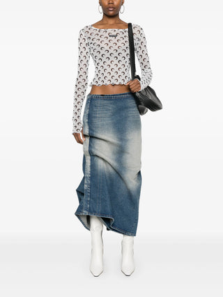 Marine Serre Moon Printed Mesh Second Skin Cropped Top | Shop in Lisbon & Online at SHEET-1.com