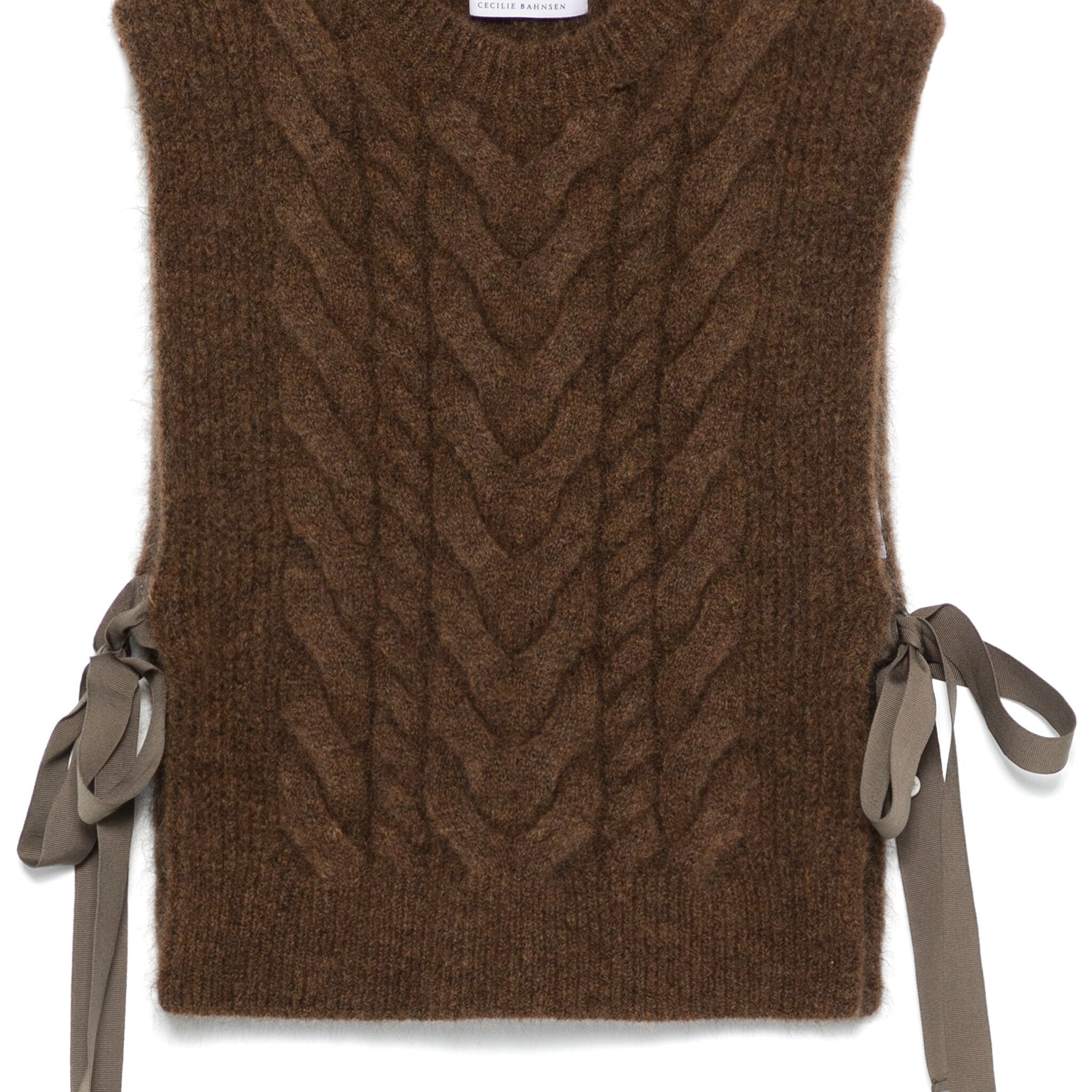 Cecilie Bahnsen Cable Knit Vest With Ties - SHEET-1 - LISBON STORE