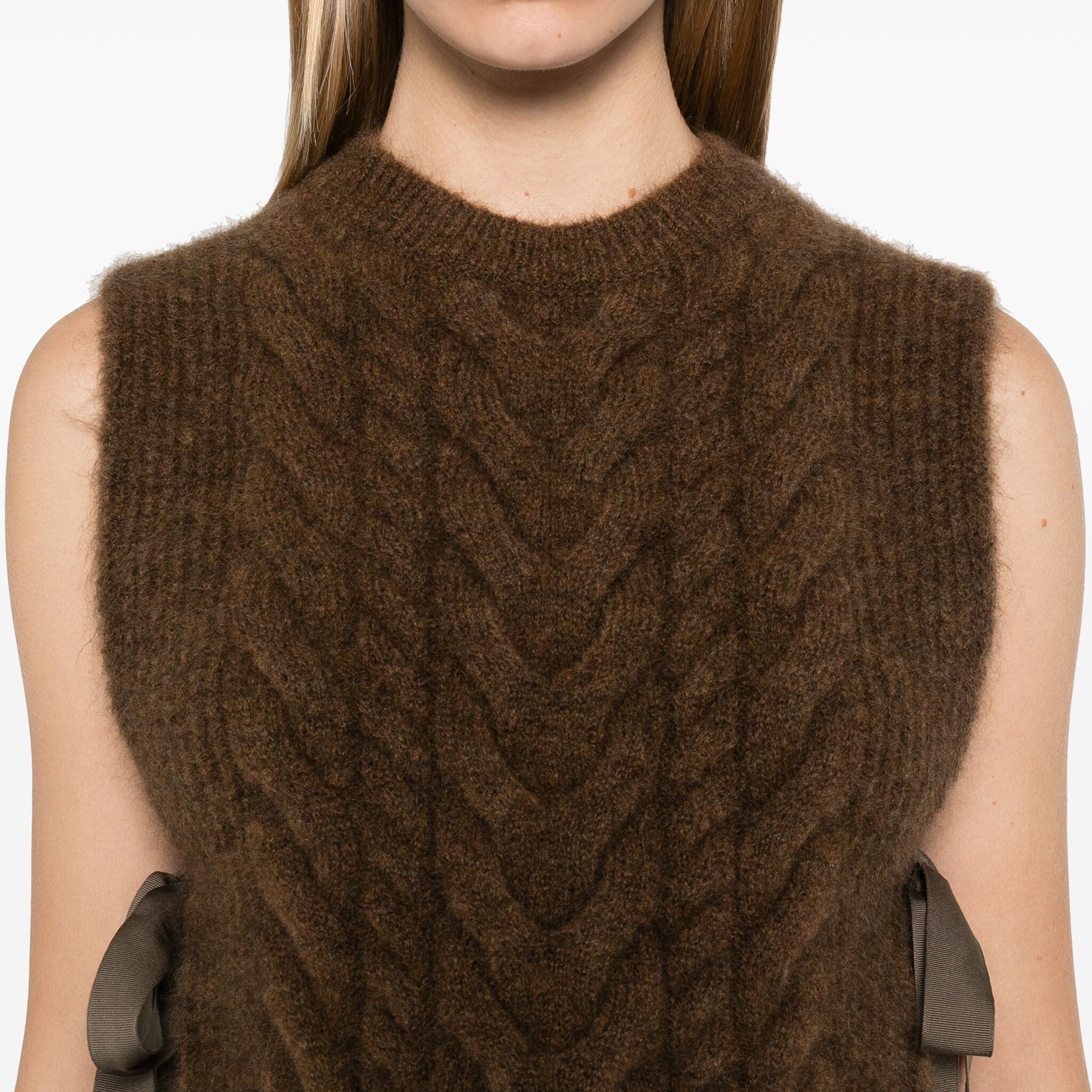 CABLE KNIT VEST WITH TIES