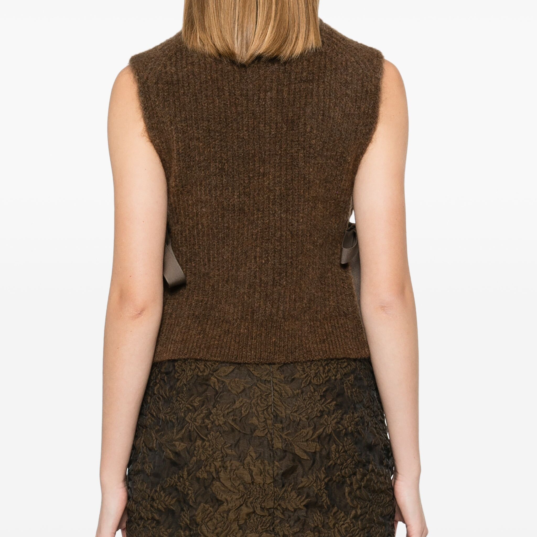 CABLE KNIT VEST WITH TIES